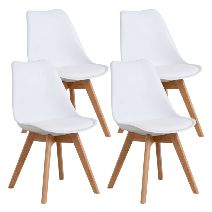 Pack de 4 Sillas Tulip Blanca Acolchada
