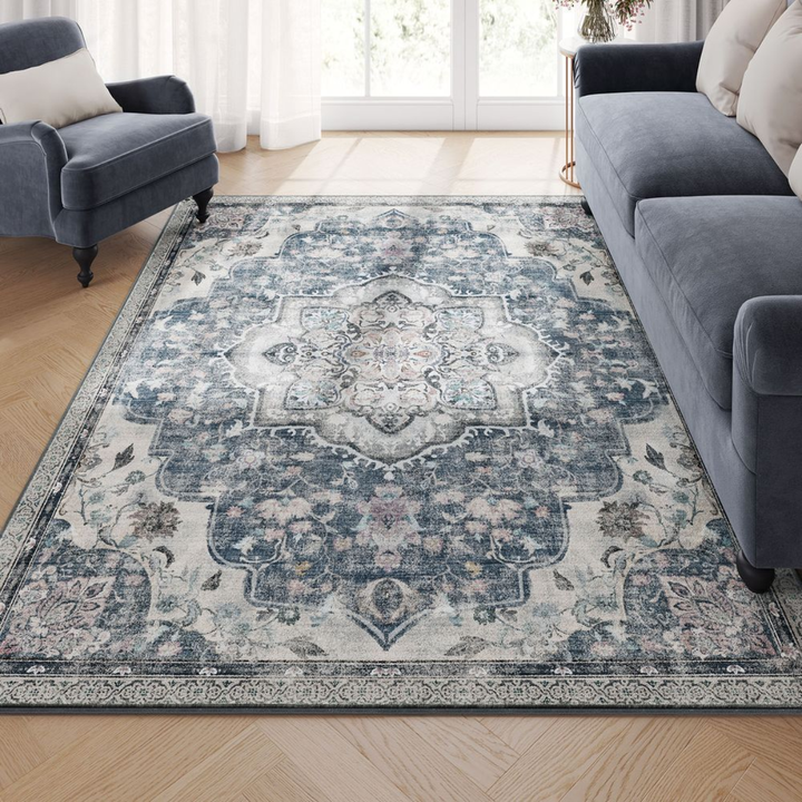 Alfombra Antideslizante Vintage Azul Claro Trodje 214x153 cm