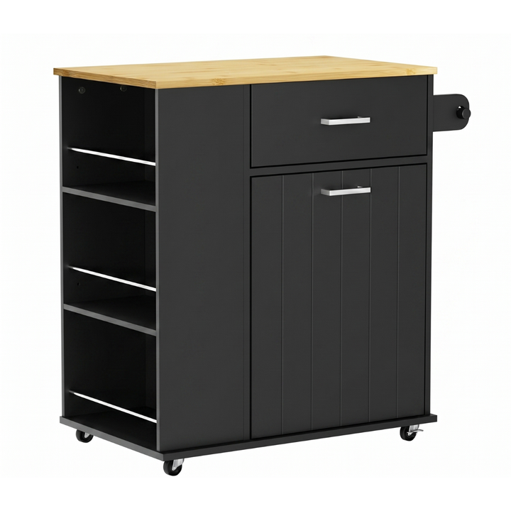 Isla de Cocina Negra Organizador Multiuso Sorup