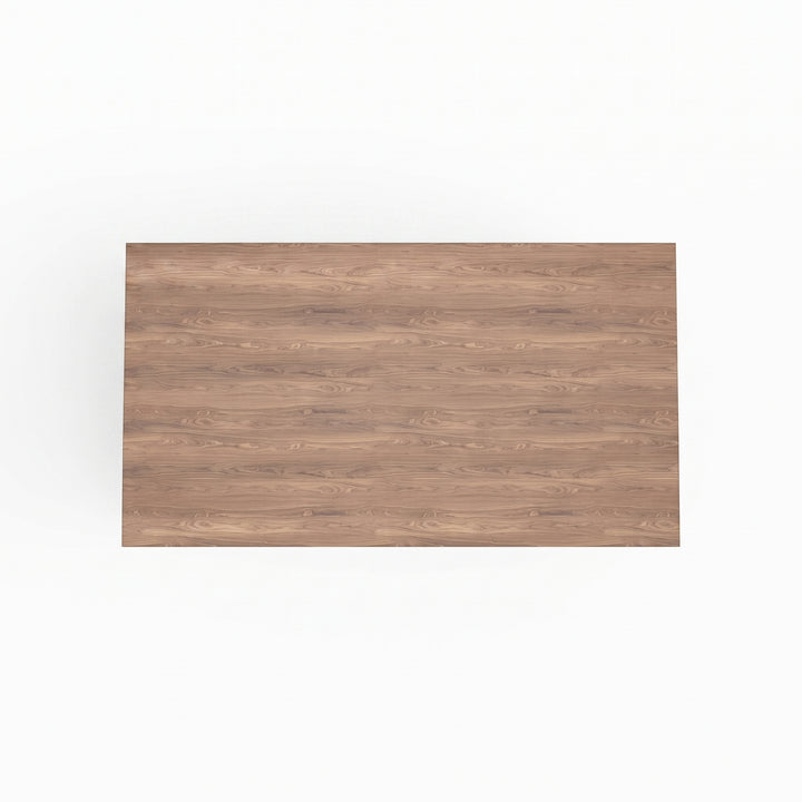 Mesa centro rectangular blanca con cubierta marrón de estilo farmhouse