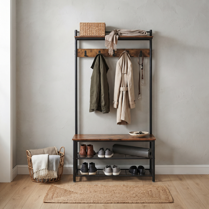 Mueble Recibidor Perchero Daven Estilo Industrial.