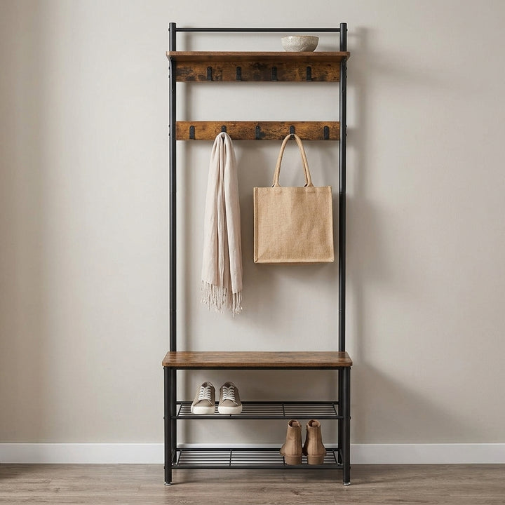 Mueble Recibidor Perchero Daven Estilo Industrial.