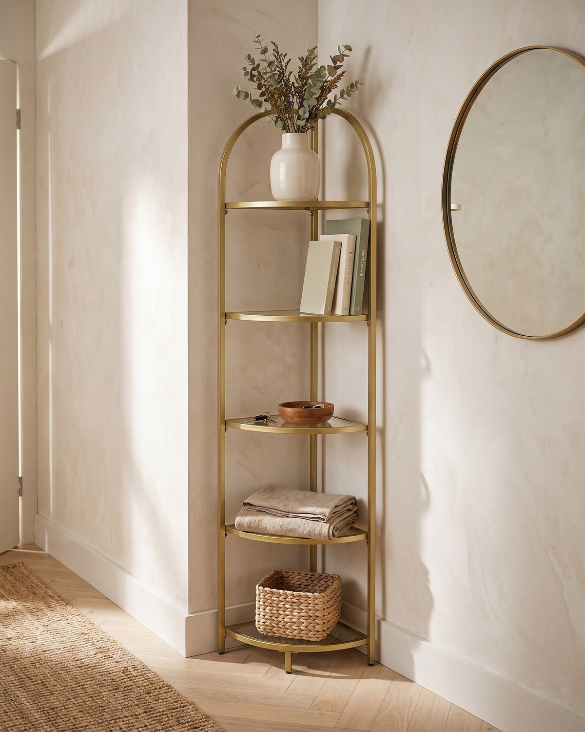 Mueble Estante Esquinero Dorado Odder
