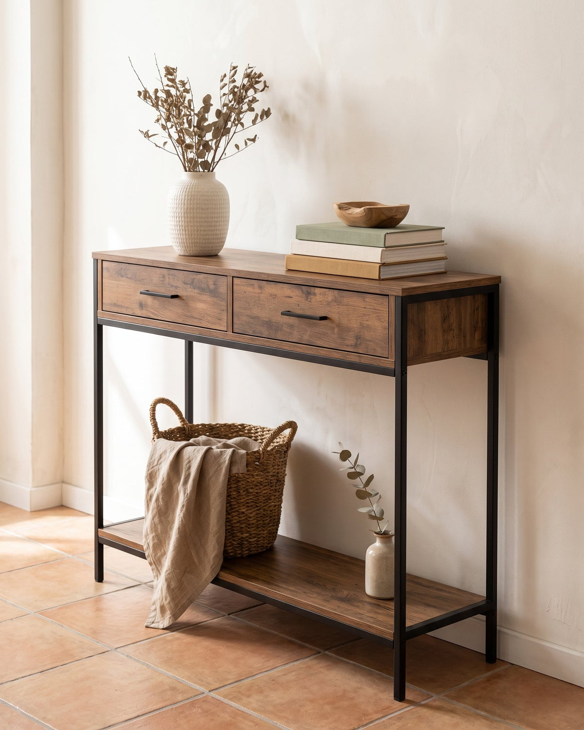 Mueble Recibidor Arrimo 2 Cajonera Bristol Estilo Industrial