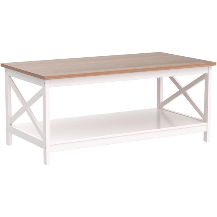 Mesa de Centro Rectangular Blanca Madera Vittoria