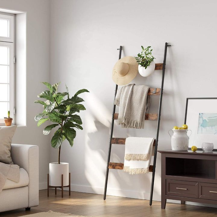 Perchero Escalera 5 Niveles Madera y Fierro Negro Meldal