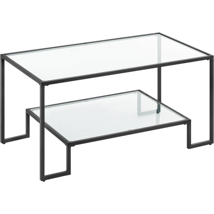 Mesa de Centro Rectangular de Vidrio y Fierro Negra Landala