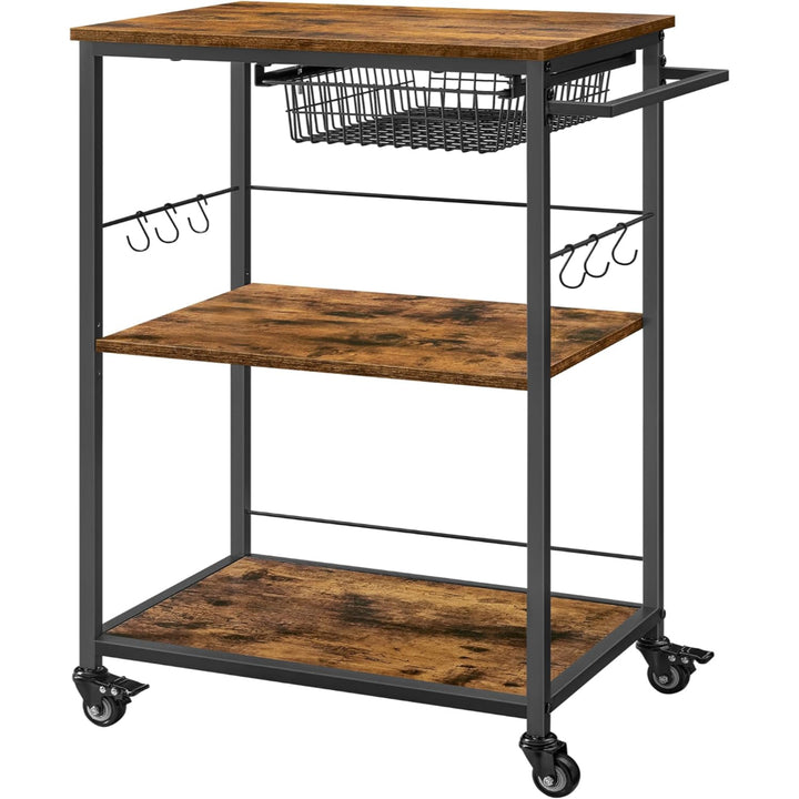 Carro Auxiliar Cocina Madera y Fierro Negro Roros