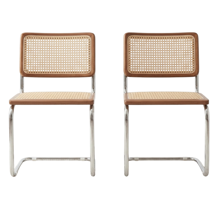 Set de 2 Sillas Breuer Madera y Ratán Cafe