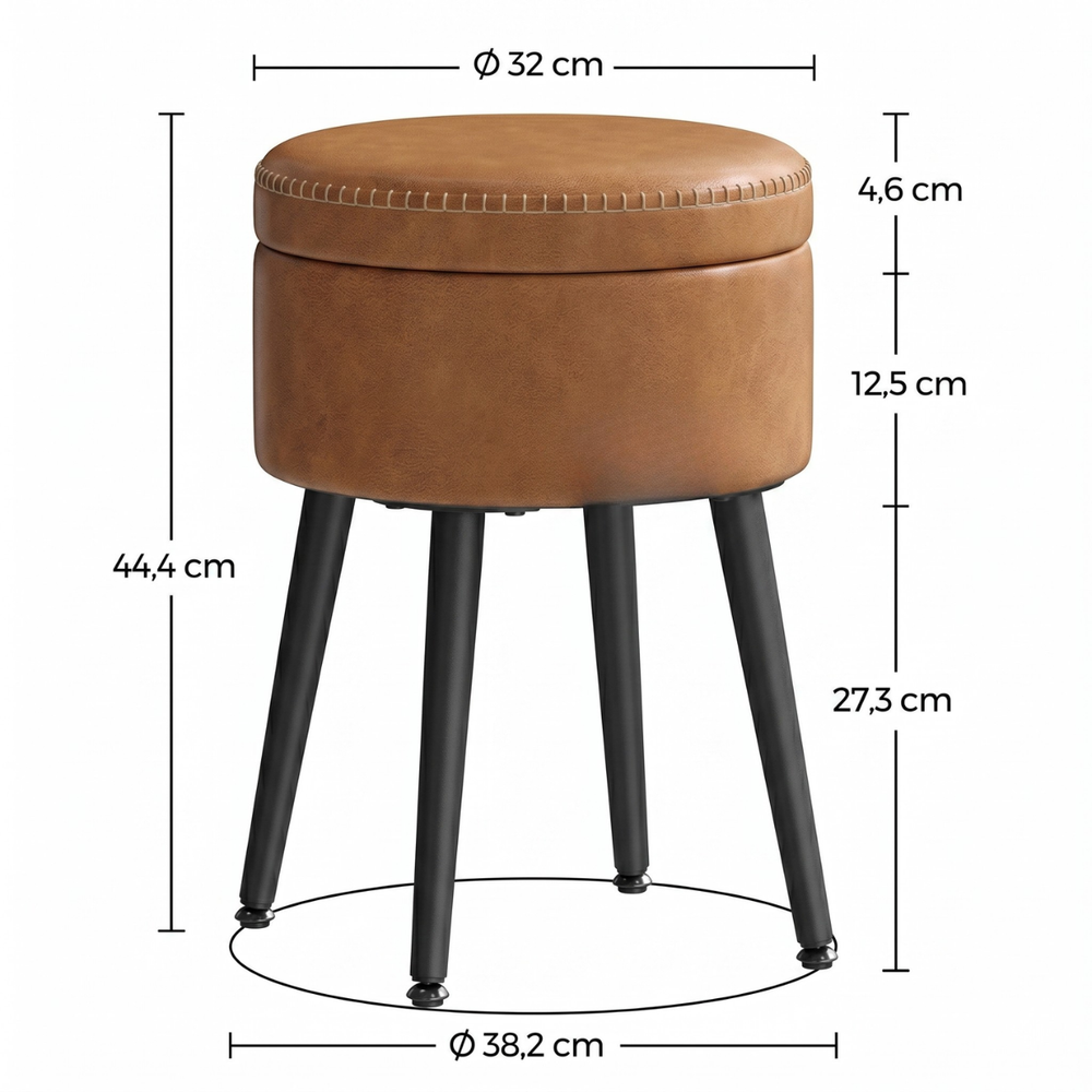 Medidas del pouf taburete Tune: 32 cm de diámetro y 44,4 cm de alto