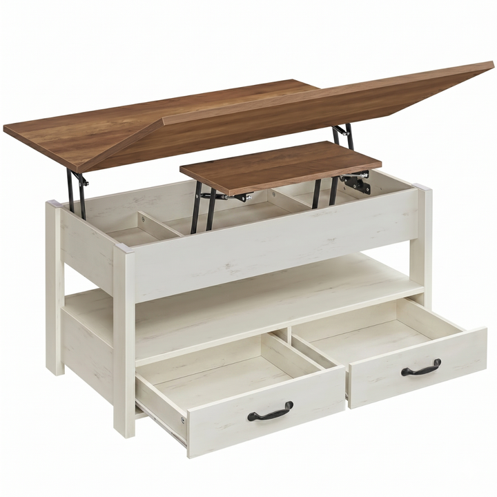Mesa de Centro Rectangular Elevable Rústica Valencia
