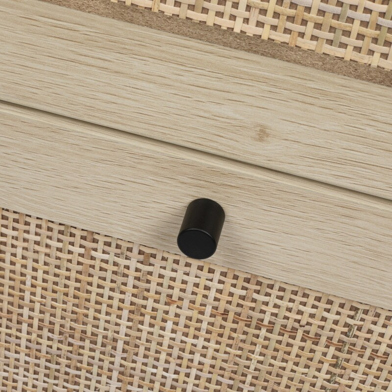 Ratán y negro mate · Mueble Organizador Zapatero Abatible Ratán Ruka