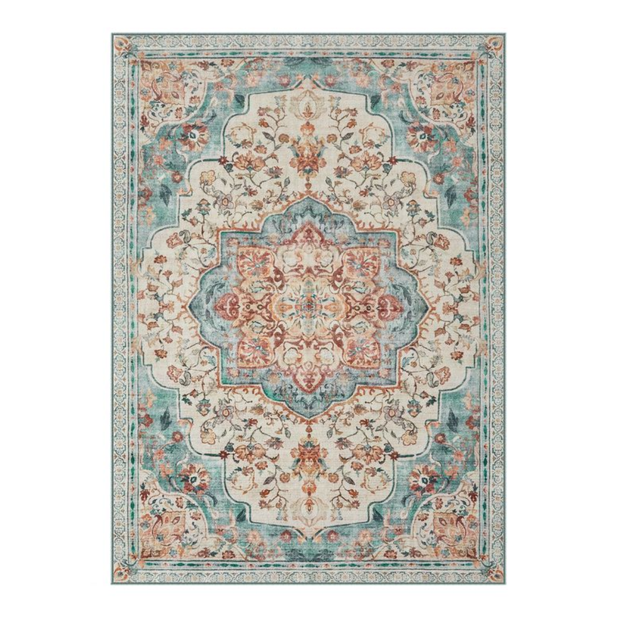 Alfombra Antideslizante Vintage Verde Agua Furuv 214x153 cm