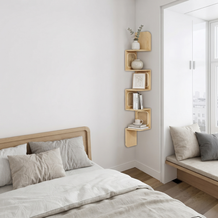 Mueble Estante Esquinero ZigZag Ratán Greve