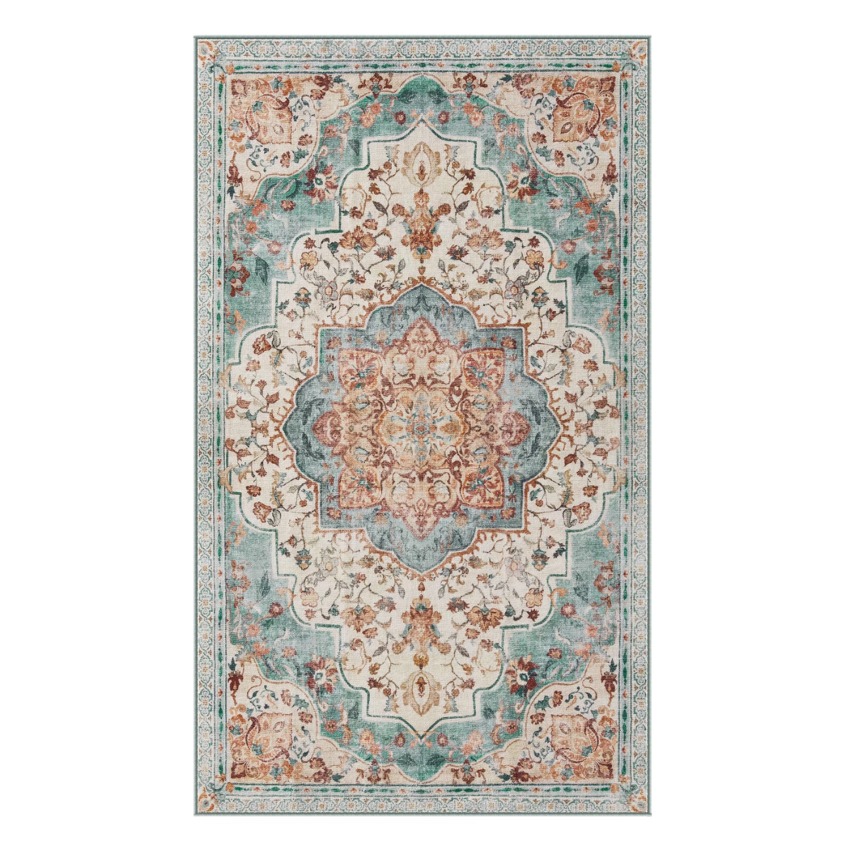 Alfombra Antideslizante Vintage Verde Agua Heerup 153x92 cm