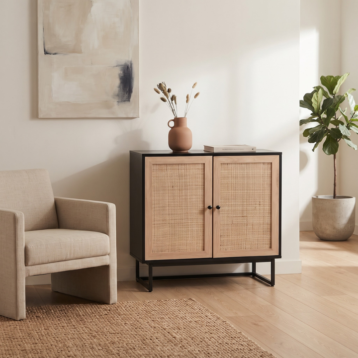 Mueble Buffet Aparador Ratan Negro Alvik