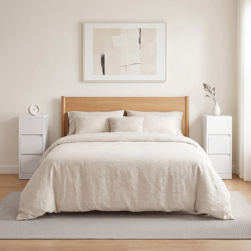 Muy angostos · Set de 2 Veladores Blancos Langnes