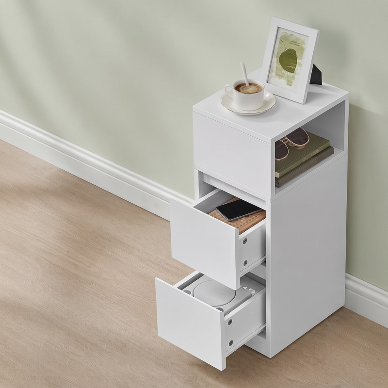 Tirador integrado · Set de 2 Veladores Blancos Langnes
