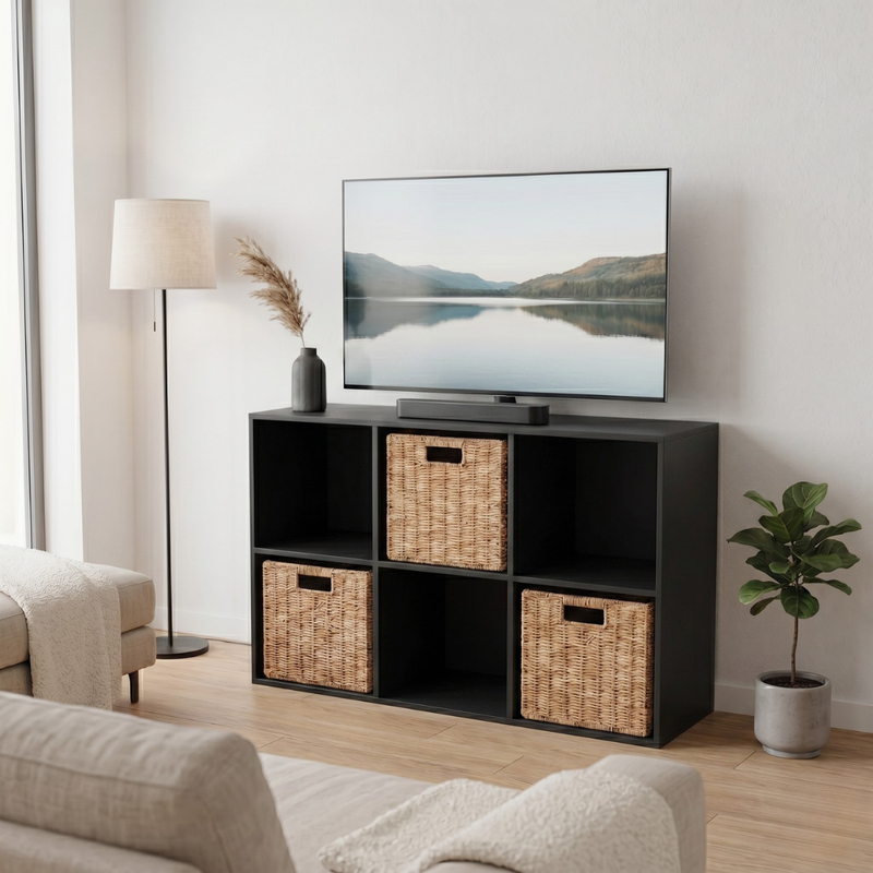 Mueble de TV · Mueble Organizador con Canastos Treia