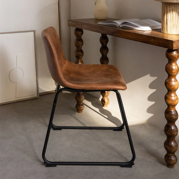 Set de 2 Sillas Comedor Eco cuero Cafe Kardis