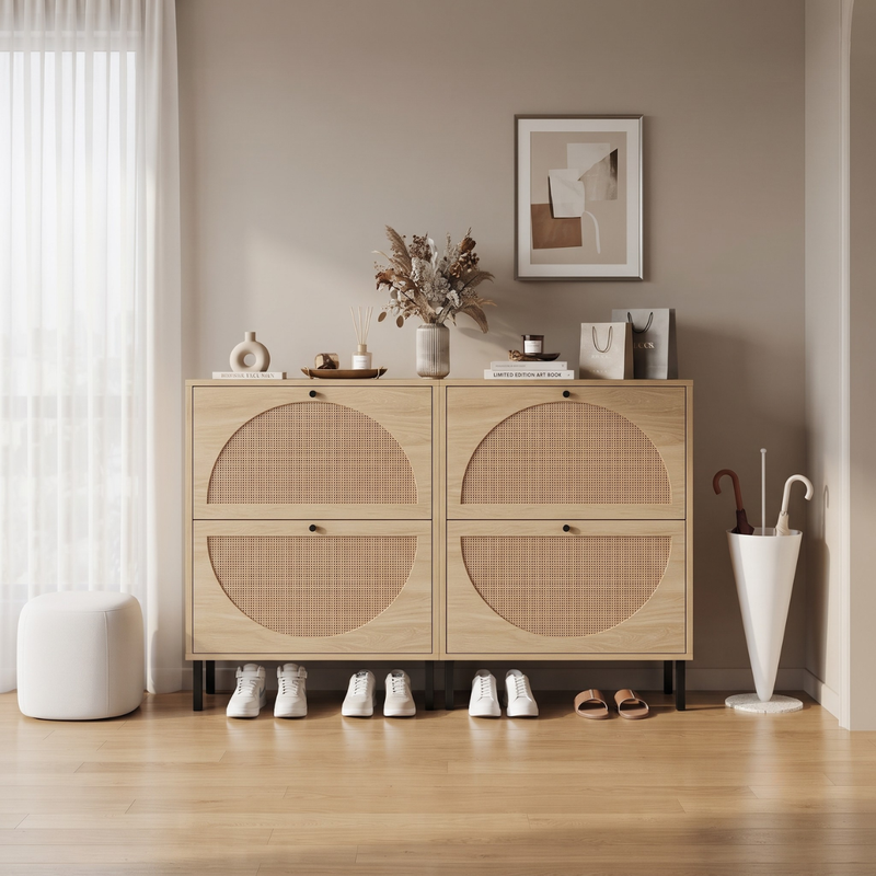Dos juntos, el doble · Mueble Organizador Zapatero Abatible Ratán Ruka