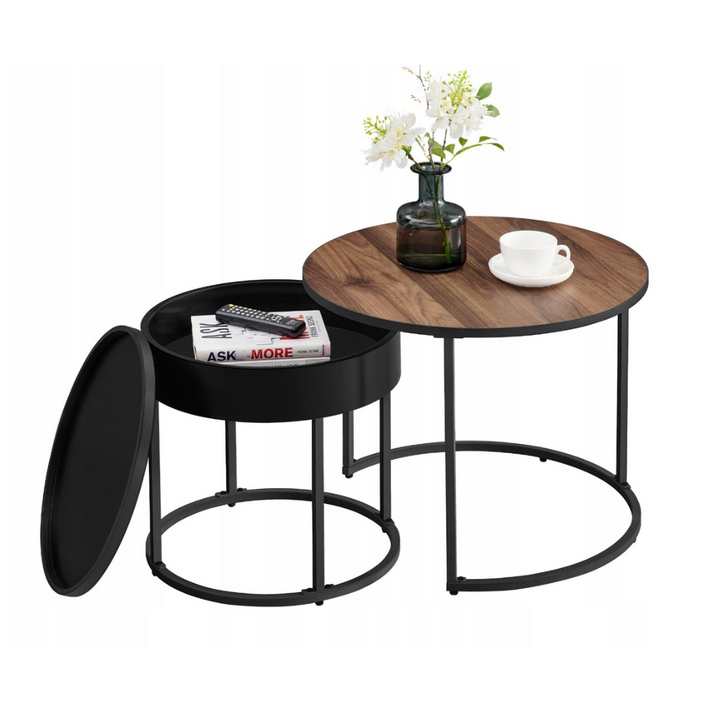 Set 2 Mesas de Centro Nido Madera y Fierro Autti