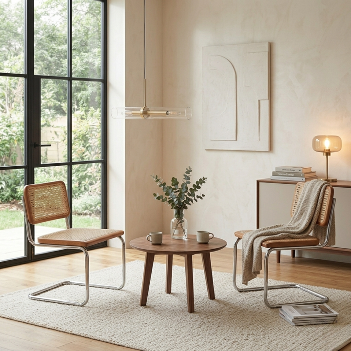 Set de 2 Sillas Breuer Madera y Ratán Cafe