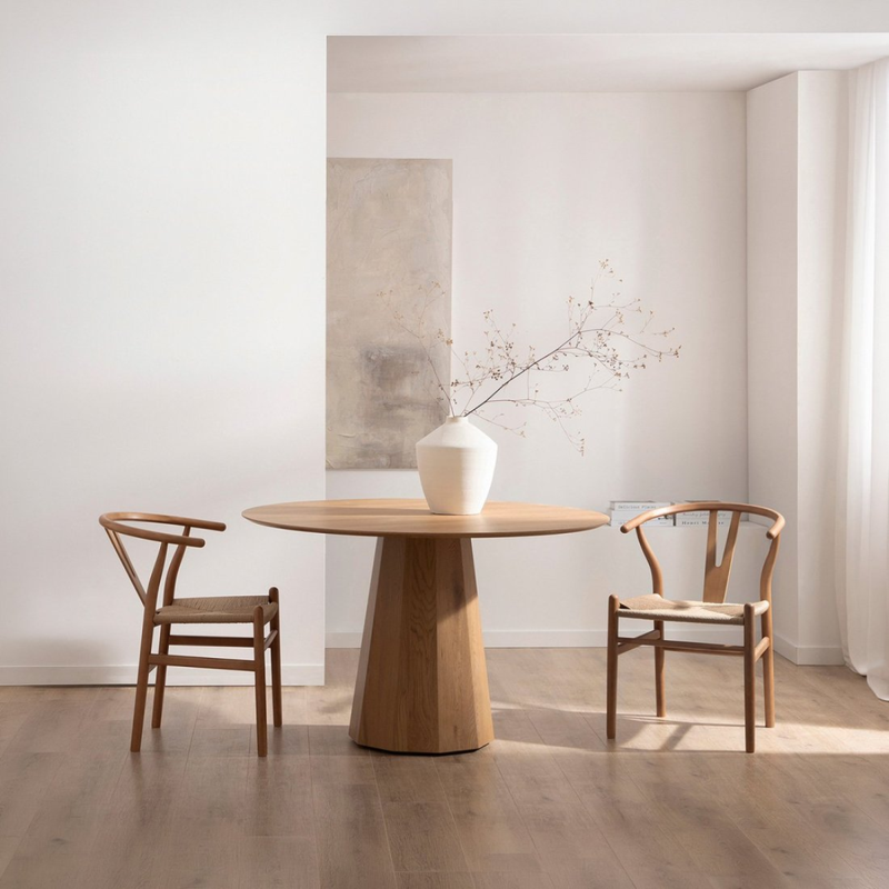 Diseño escandinavo · Set 2 Sillas Wishbone Madera Natural y Cuerda
