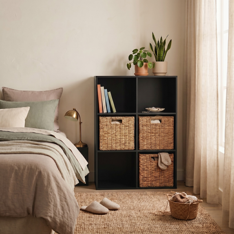 Negro y natural · Mueble Organizador con Canastos Treia