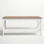 Mesa centro rectangular blanca con cubierta marrón de estilo farmhouse