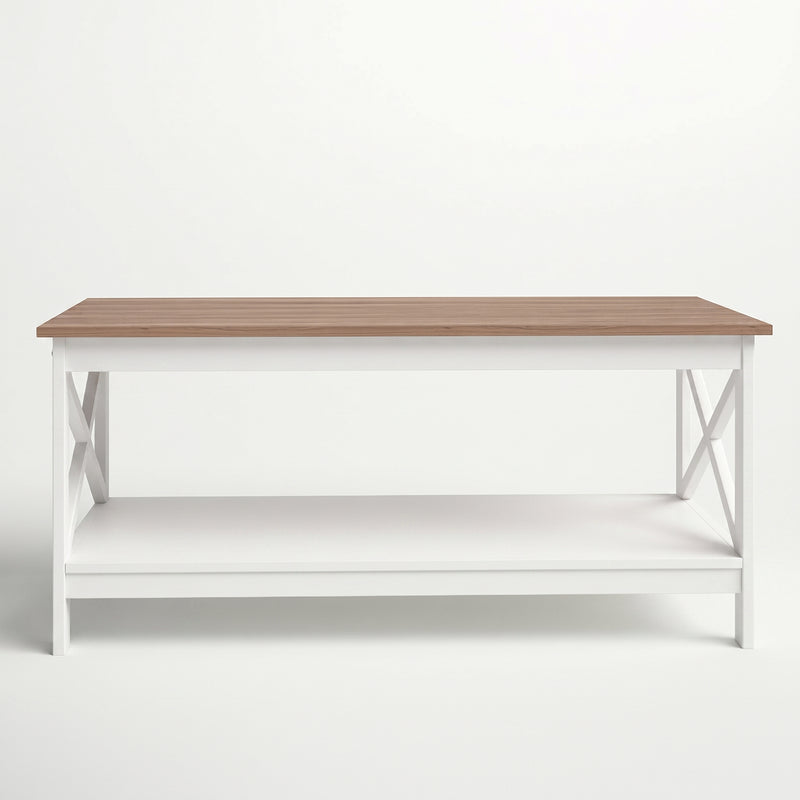 Costados en X · Mesa de Centro Rectangular Blanca Madera Vittoria