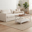 Mesa centro rectangular blanca con cubierta marrón de estilo farmhouse