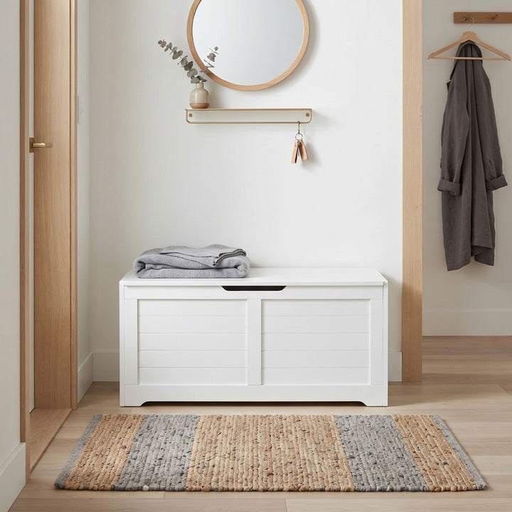 Banqueta Baul Almacenaje Blanco Saffle