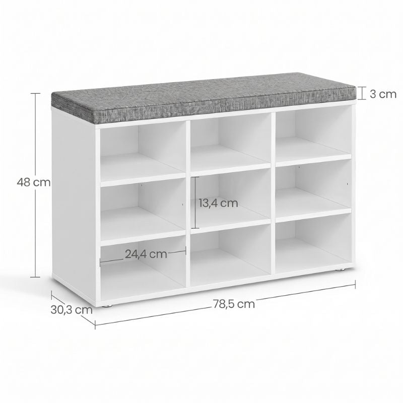 Medidas de la banqueta zapatero Skovde: 78,5 x 30,3 x 48 cm