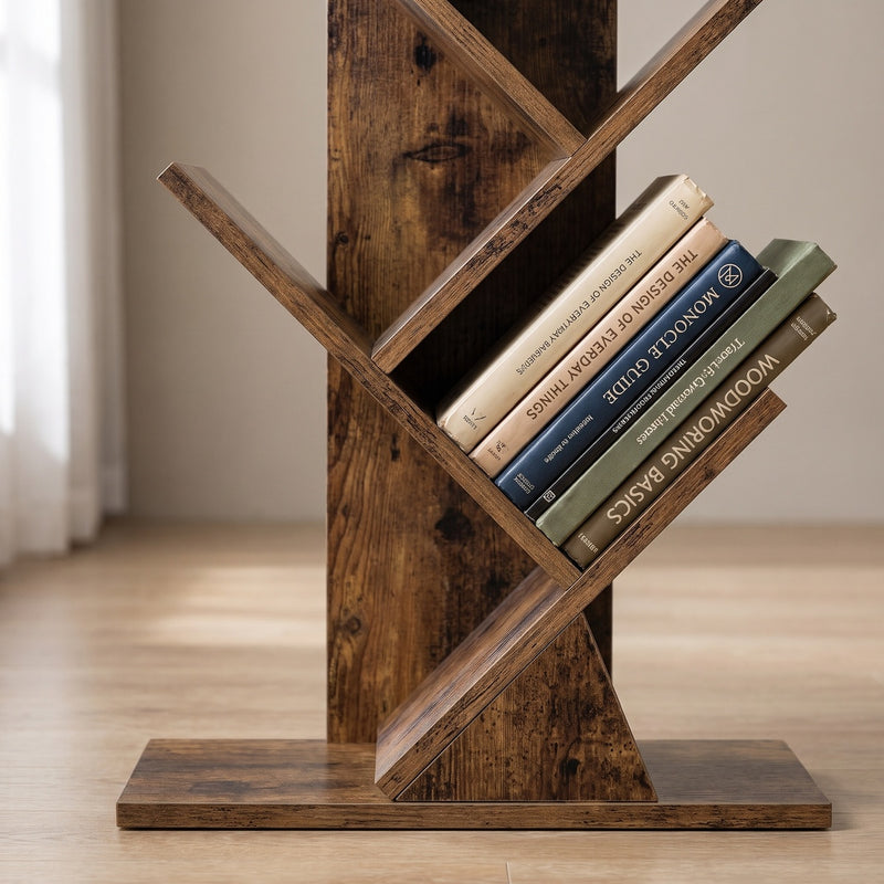 Libros en diagonal · Estanteria Librero Arbol Vesterbro Marrón Rústico