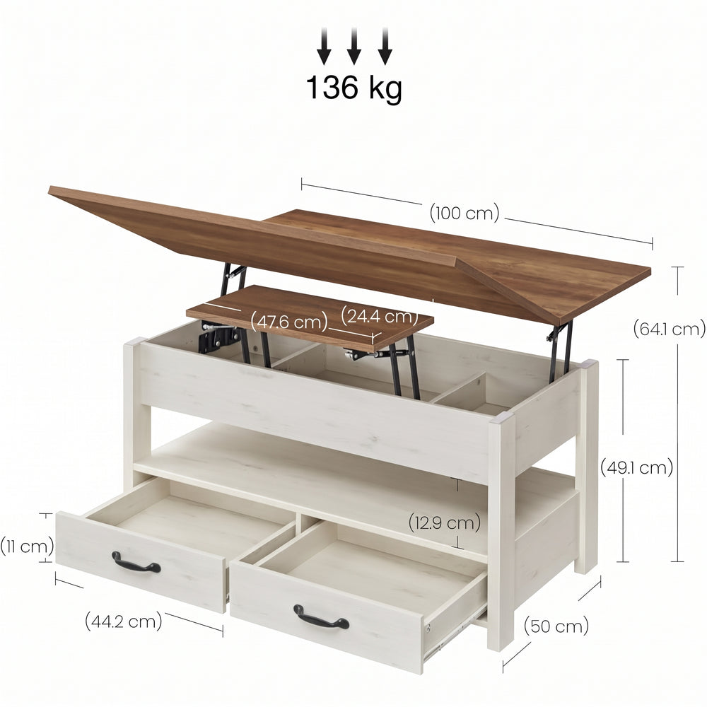 Medidas de la mesa de centro elevable Valencia