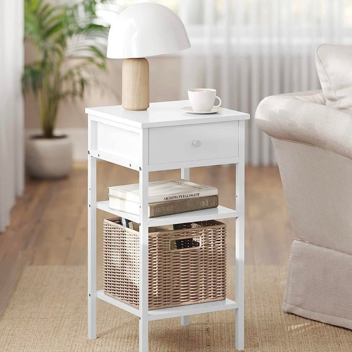 Velador con cajonera Halland Blanco