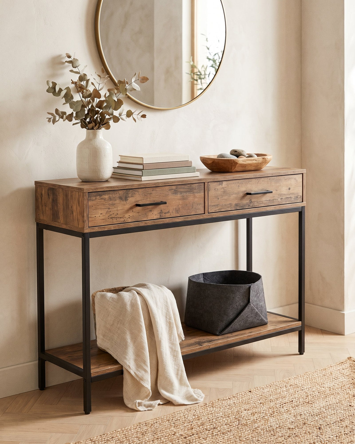 Mueble Recibidor Arrimo 2 Cajonera Bristol Estilo Industrial