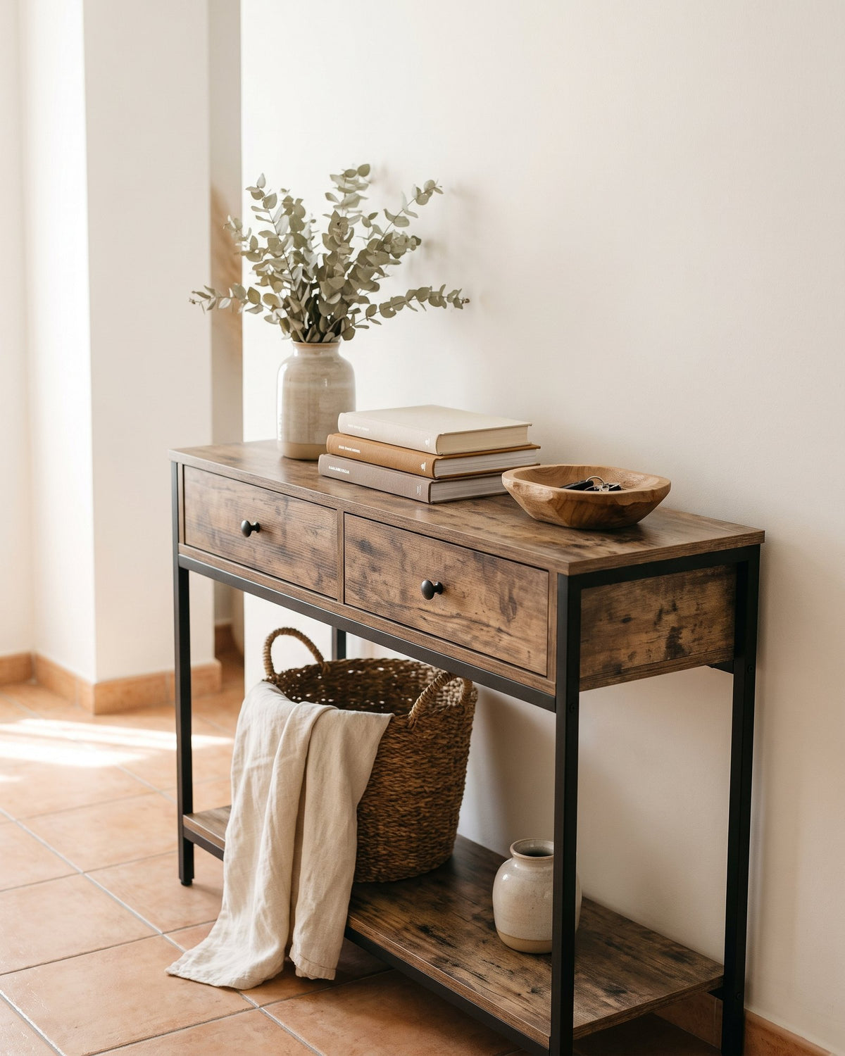 Mueble Recibidor Arrimo 2 Cajonera Bristol Estilo Industrial