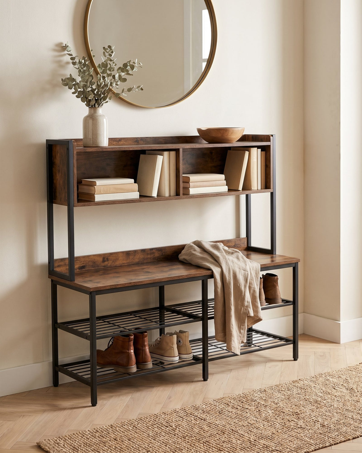 Mueble Recibidor Perchero Daven Estilo Industrial.