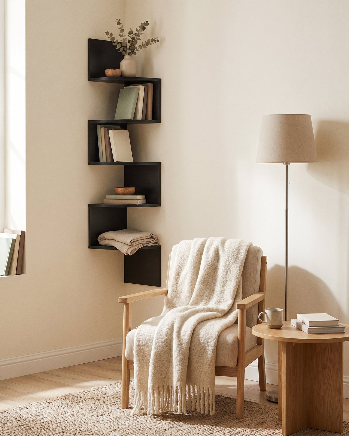 Mueble Estante Esquinero ZigZag Negro Svanvik