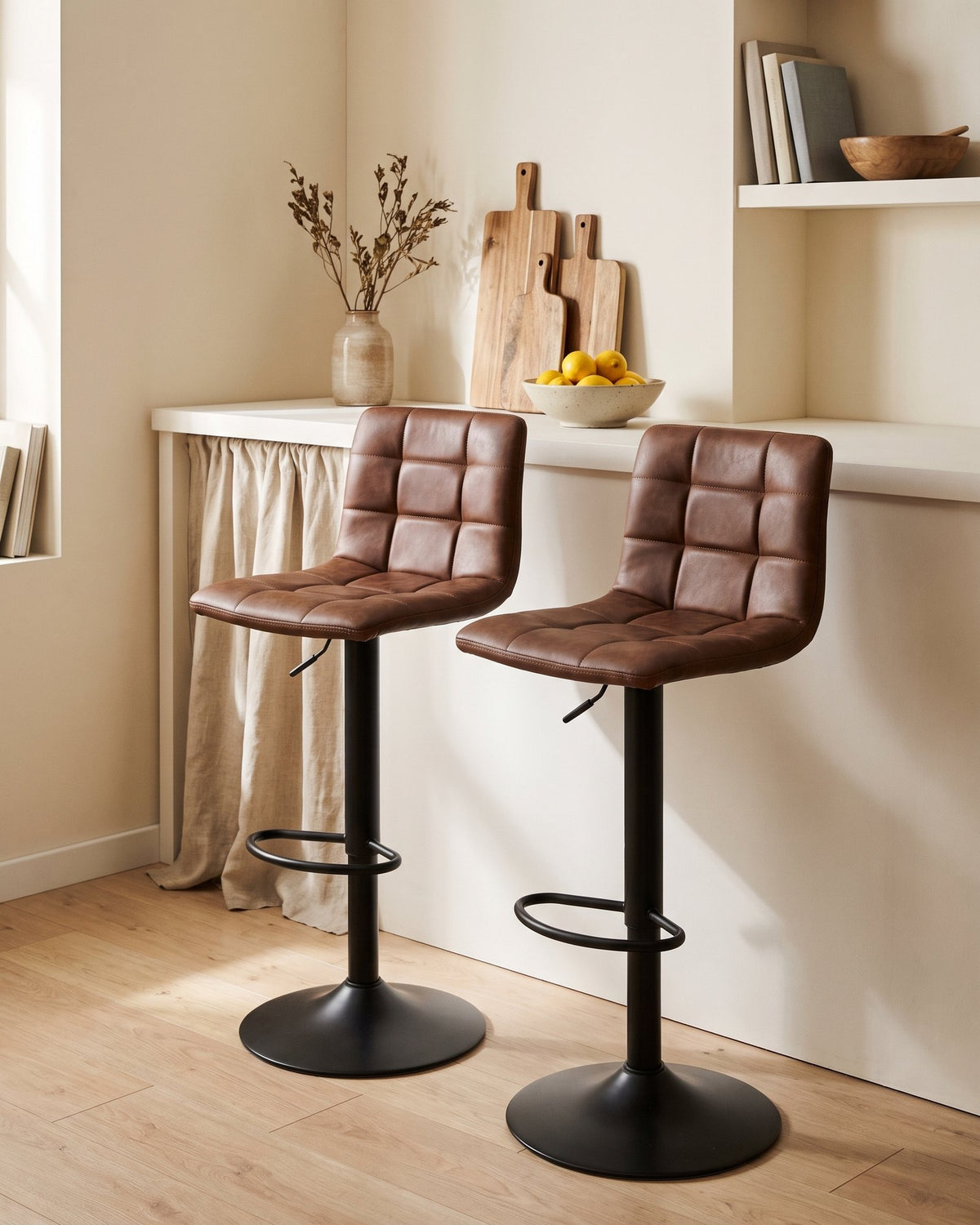 Set 2 Taburetes Eco Cuero Café Skien