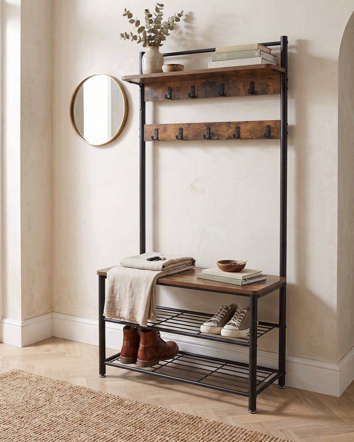Mueble Recibidor Perchero Daven Estilo Industrial.