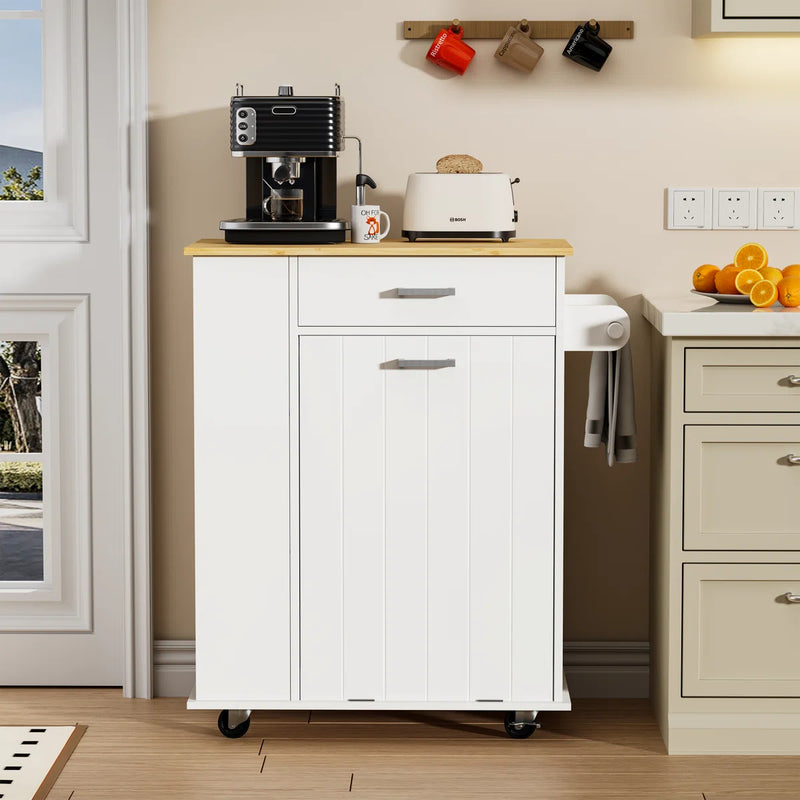 Con ruedas · Isla de Cocina Blanca Organizador Multiuso Alme