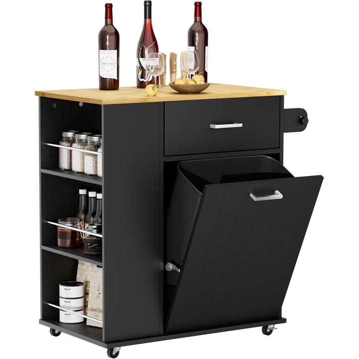 Isla de Cocina Negra Organizador Multiuso Sorup