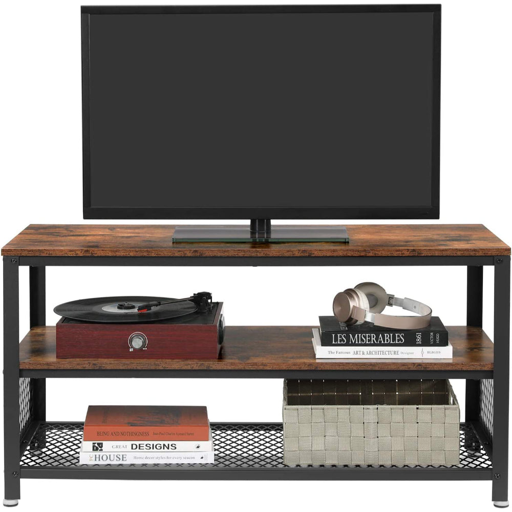 Rack TV industrial Roterdam con televisor y tocadiscos