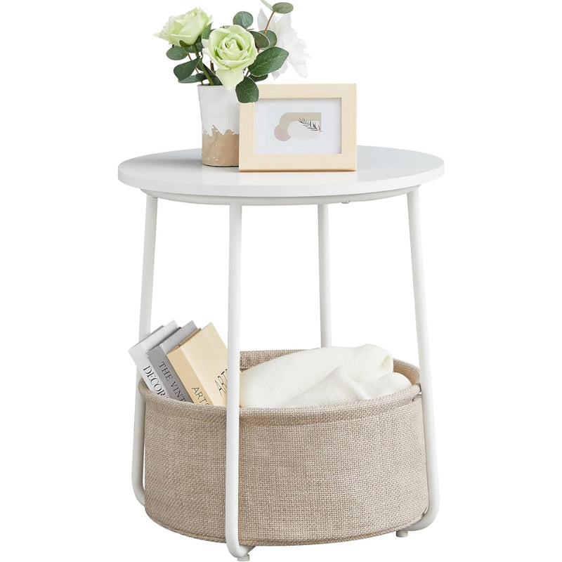 Blanco luminoso · Mesa Auxiliar con Canasto Norrebro Estilo Industrial
