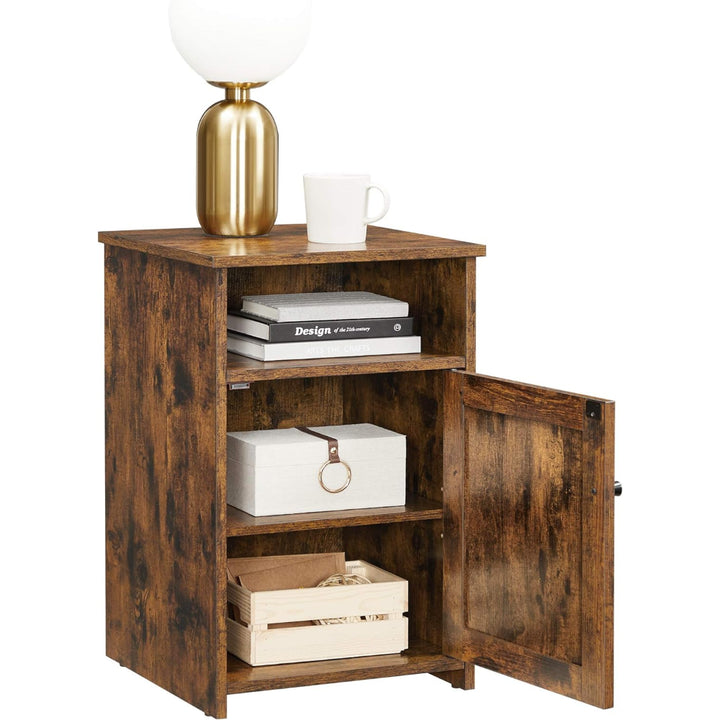 Mesa Auxiliar Velador con Estante Marrón Rústico Ockelbo