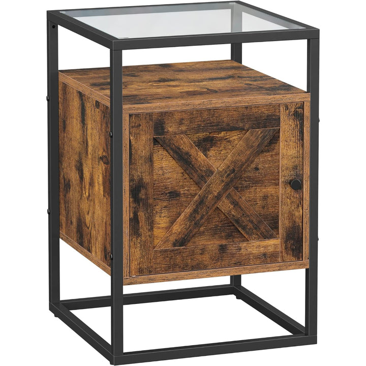 Mesa Lateral Auxiliar Velador Madera y Vidrio Bettna