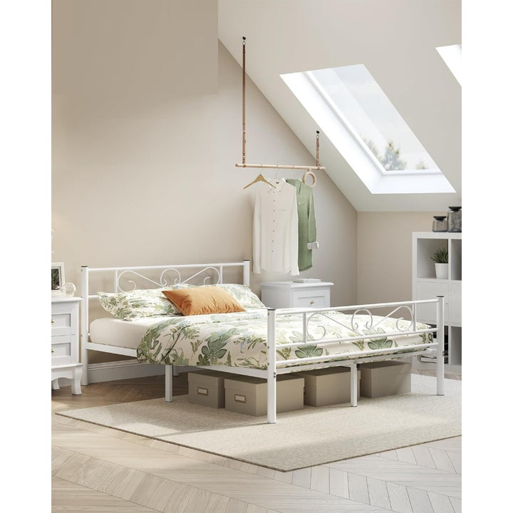 Base de Cama con Respaldo Metálica Queen Blanca Dyvik